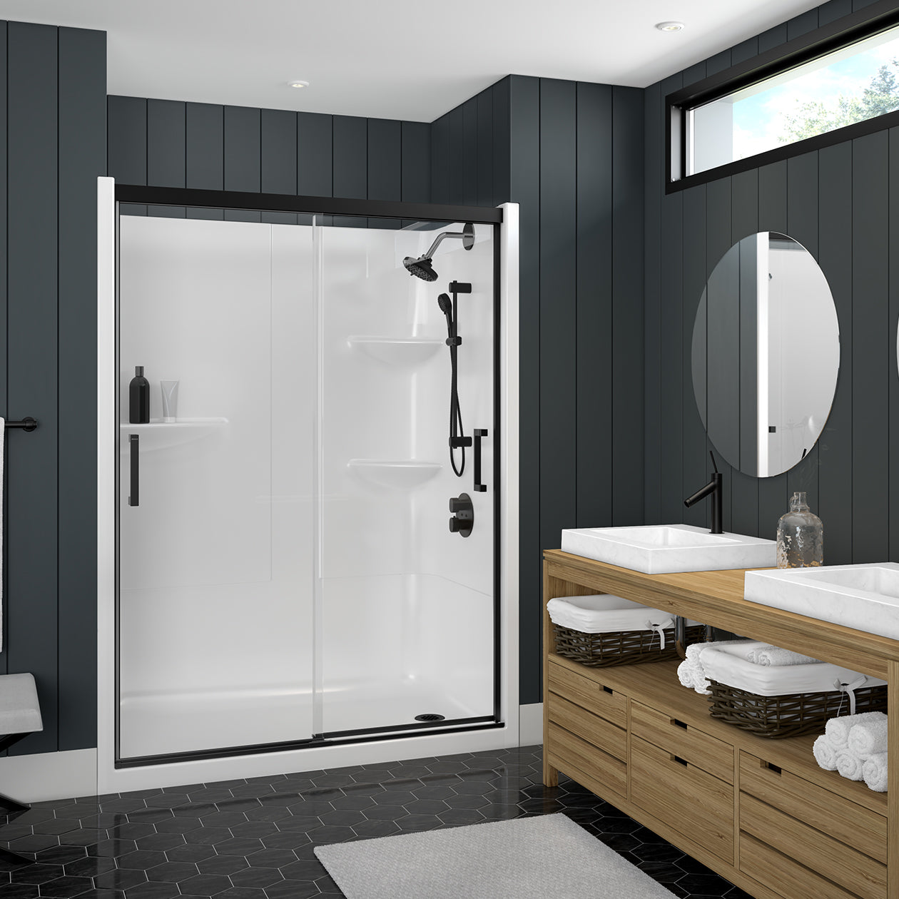 Maax Incognito 74 51-54 x 74 in. 8mm Bypass Shower Door for Alcove Installation with Clear glass