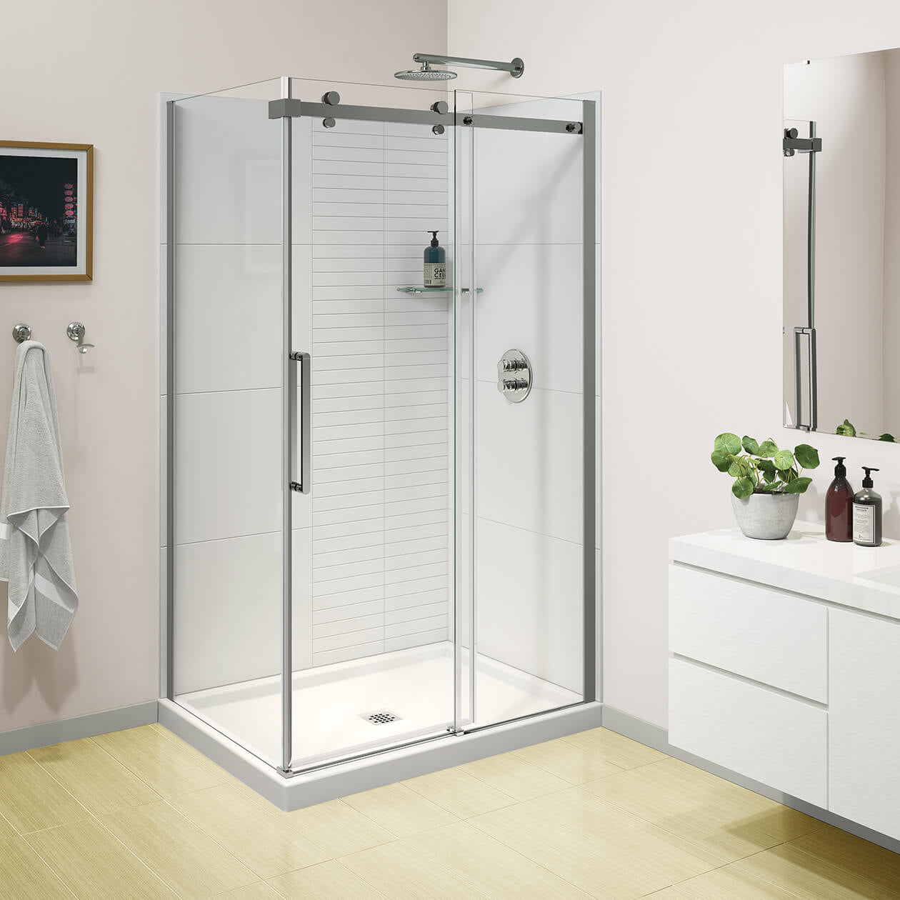 Maax Halo Pro GS 44 ½-47 x 78 ¾ in. 8mm Sliding Shower Door for Alcove Installation with GlassShield® glass