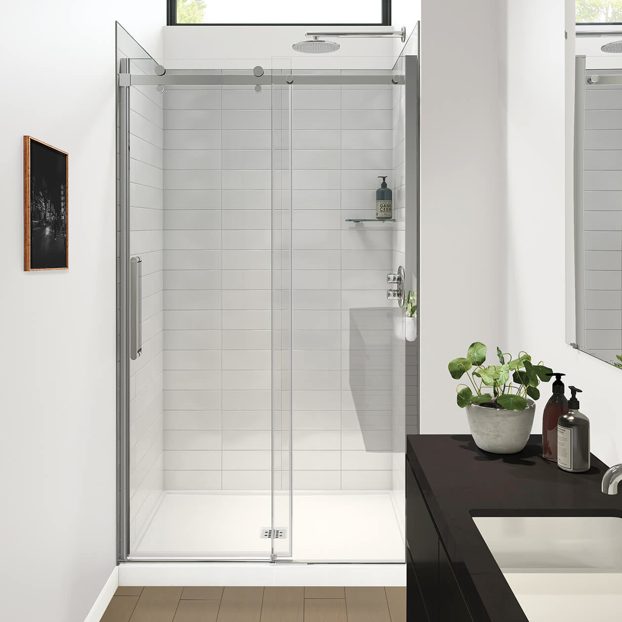 Maax Halo Pro GS 44 ½-47 x 78 ¾ in. 8mm Sliding Shower Door for Alcove Installation with GlassShield® glass