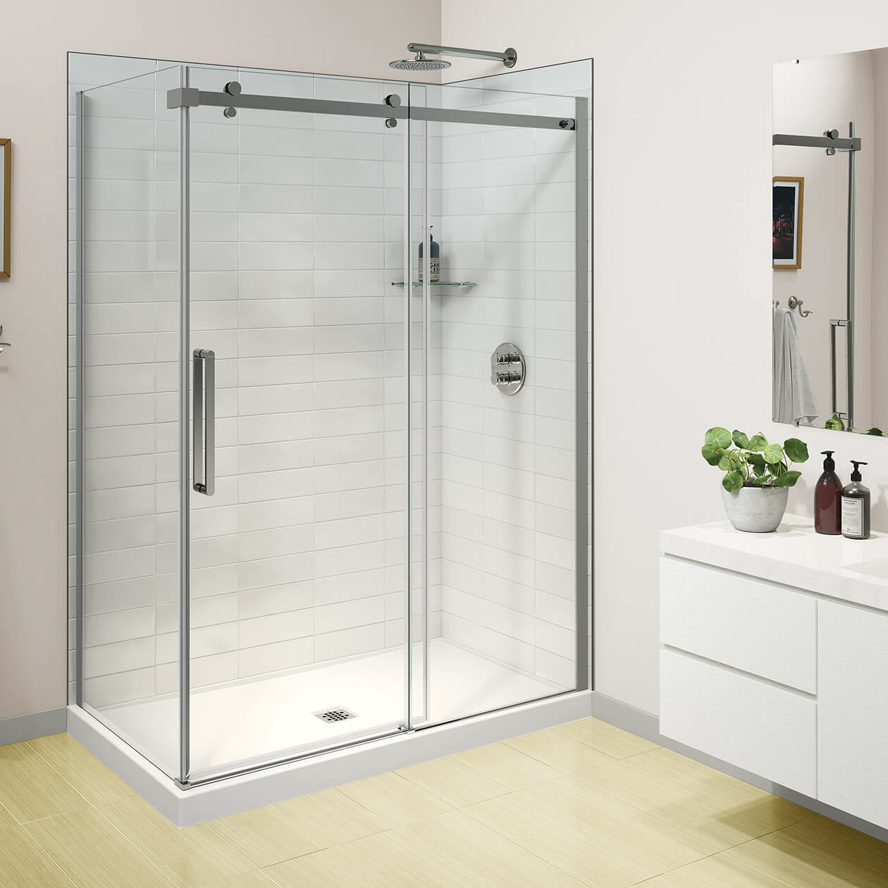 Maax Halo Pro GS 56 ½-59 x 78 ¾ in. 8mm Sliding Shower Door for Alcove Installation with GlassShield® glass