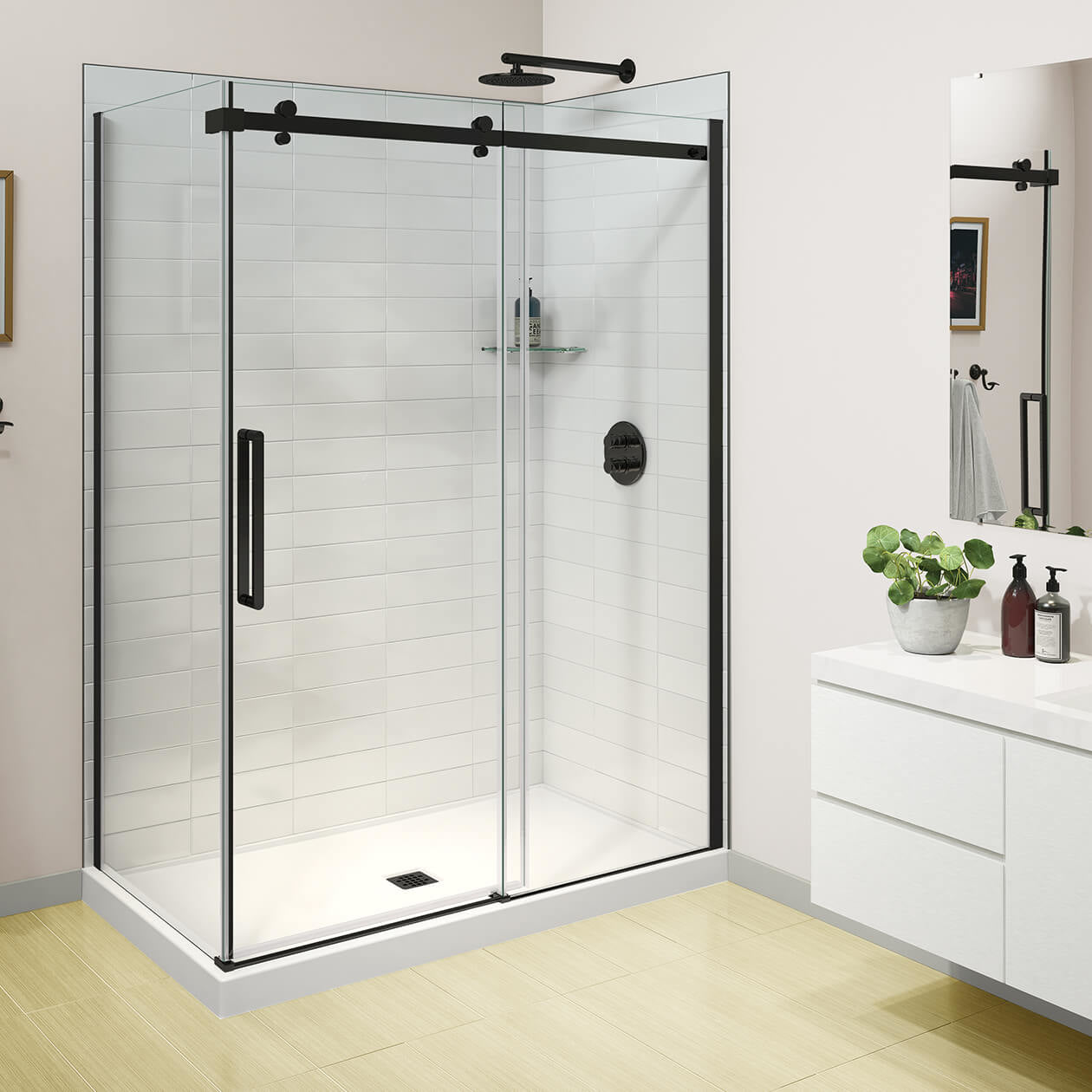 Maax Halo Pro GS 56 ½-59 x 78 ¾ in. 8mm Sliding Shower Door for Alcove Installation with GlassShield® glass