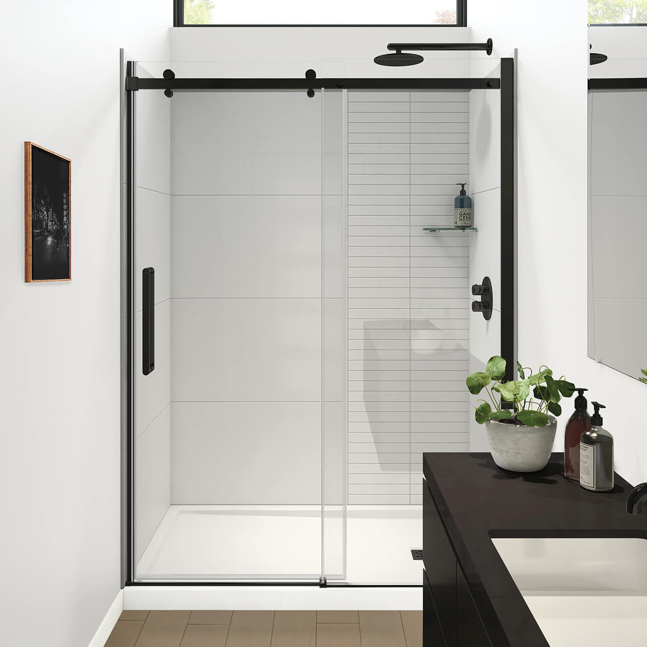 Maax Halo Pro GS 56 ½-59 x 78 ¾ in. 8mm Sliding Shower Door for Alcove Installation with GlassShield® glass