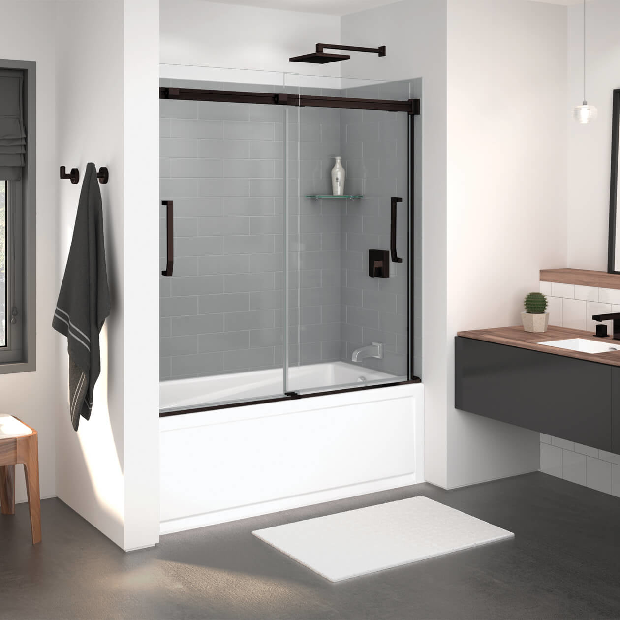 Maax Inverto 56-59 x 55 ½-59 in. 8mm Bypass Tub Door