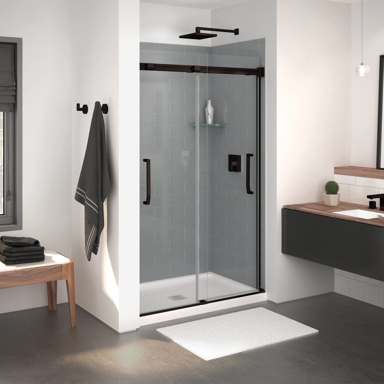 Maax Inverto 43-47 x 70 ½-74 in. 8mm Bypass Shower Door for Alcove Installation with Clear glass
