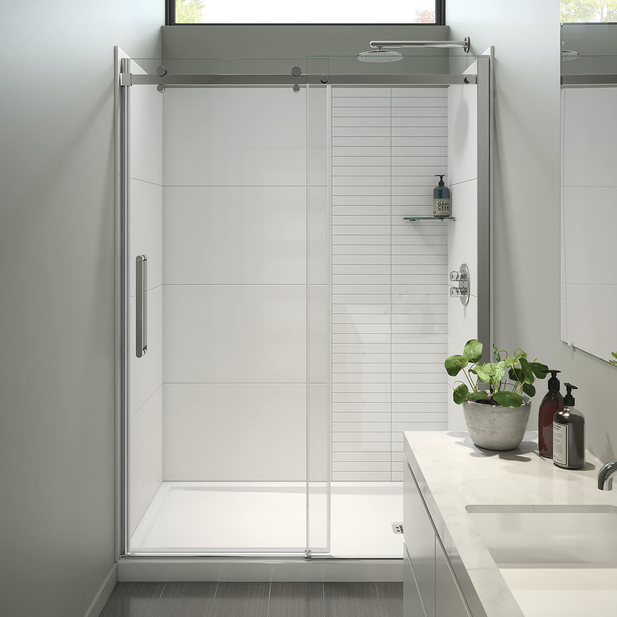 Maax Halo Pro 56 ½-59 x 78 ¾ in. 8mm Sliding Shower Door for Alcove Installation with Clear glass