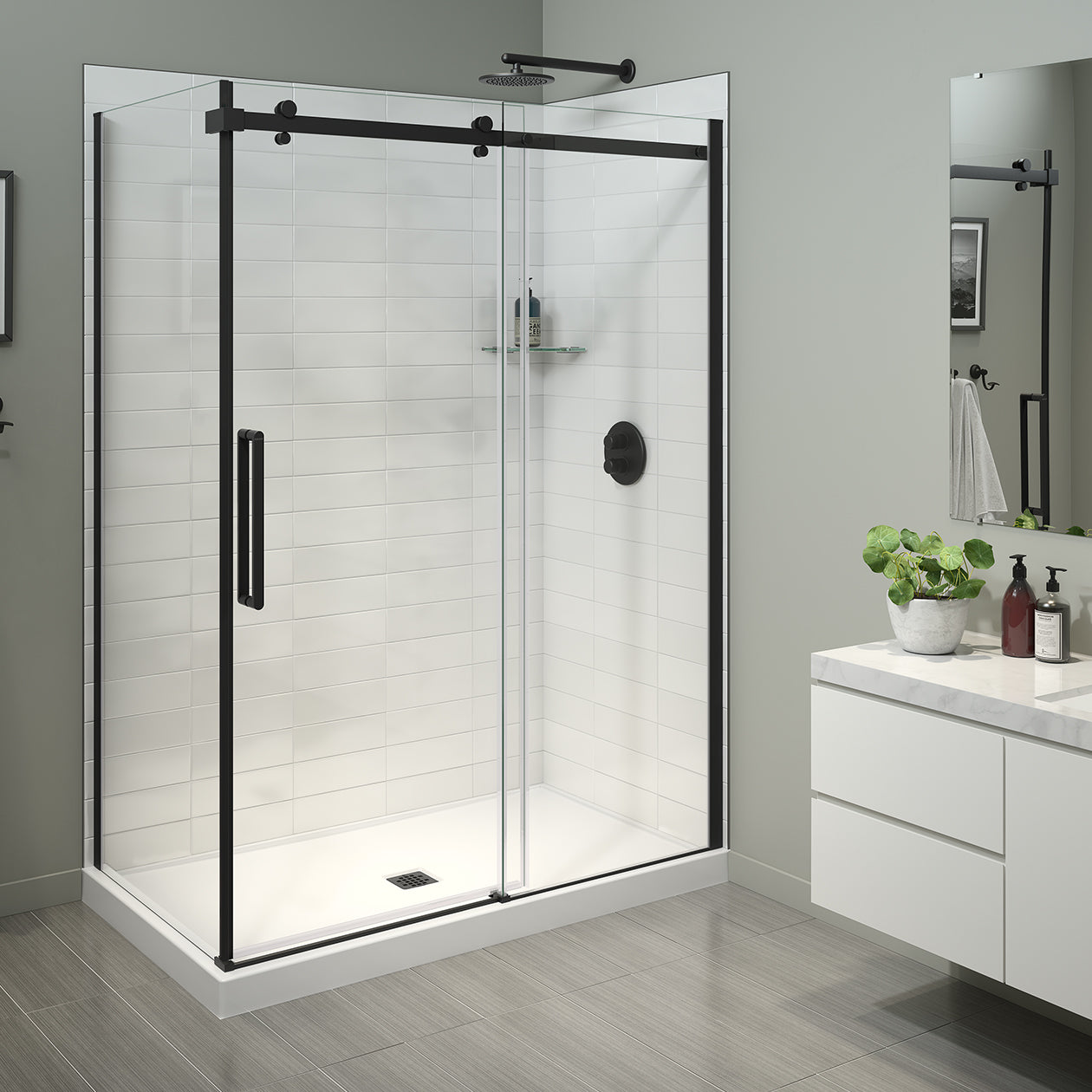 Maax Halo Pro 56 ½-59 x 78 ¾ in. 8mm Sliding Shower Door for Alcove Installation with Clear glass