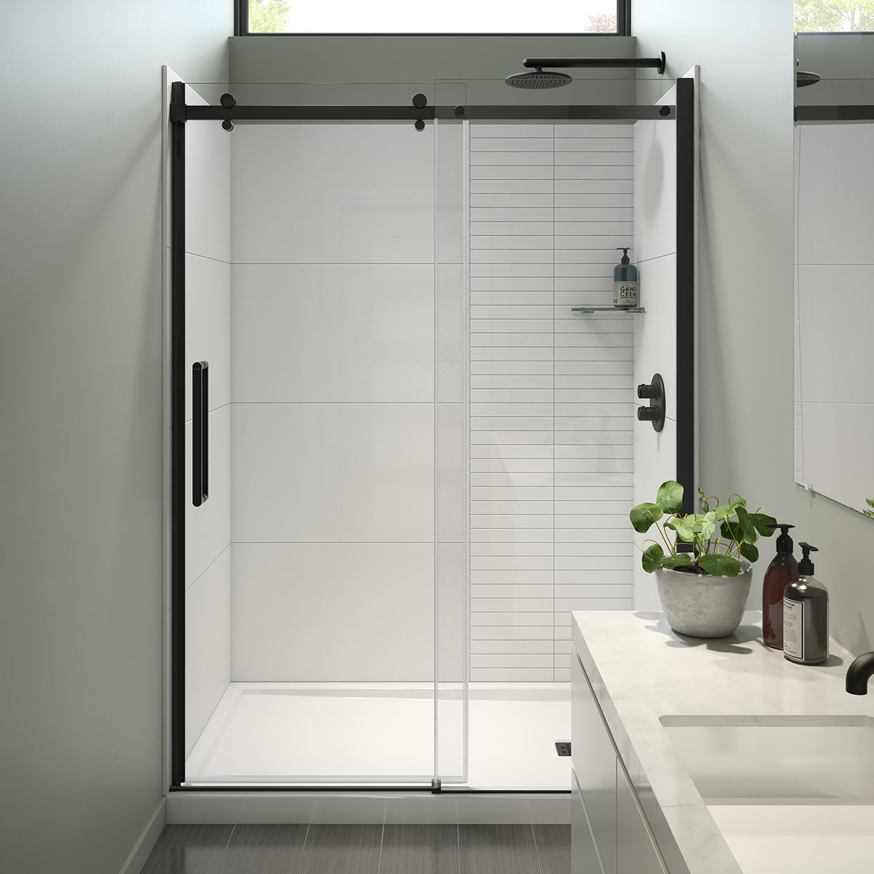 Maax Halo Pro 56 ½-59 x 78 ¾ in. 8mm Sliding Shower Door for Alcove Installation with Clear glass