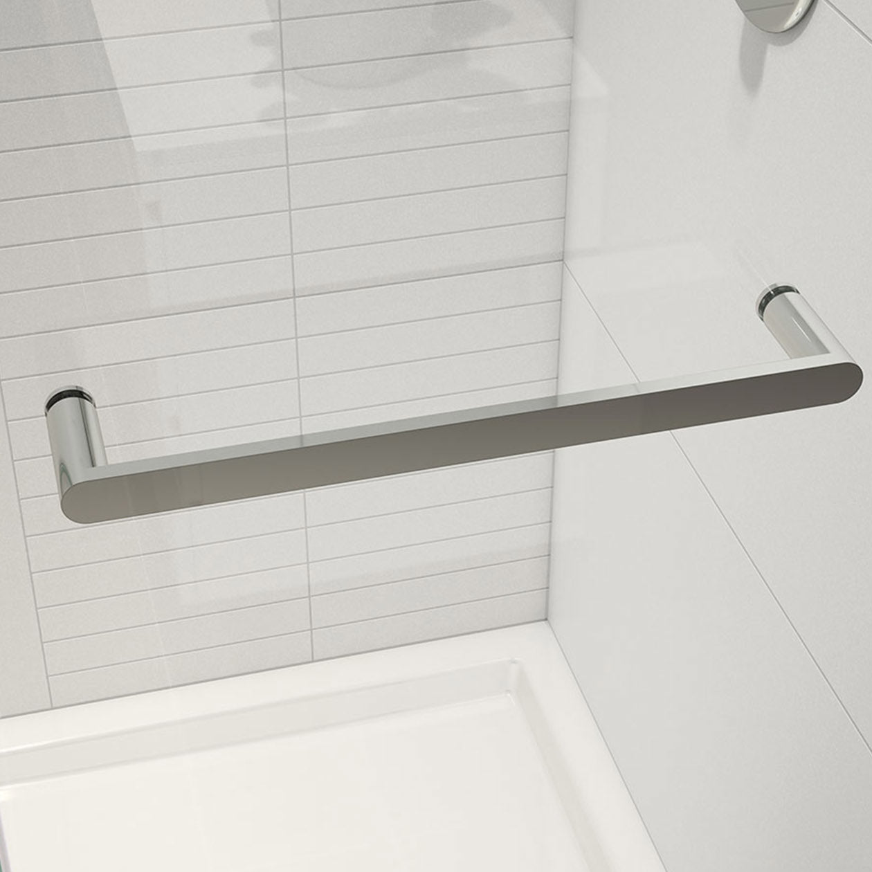 Maax Halo Pro 44 ½-47 x 78 ¾ in. 8 mm Sliding Shower Door with Towel Bar for Alcove Installation with Clear glass in Matte Black