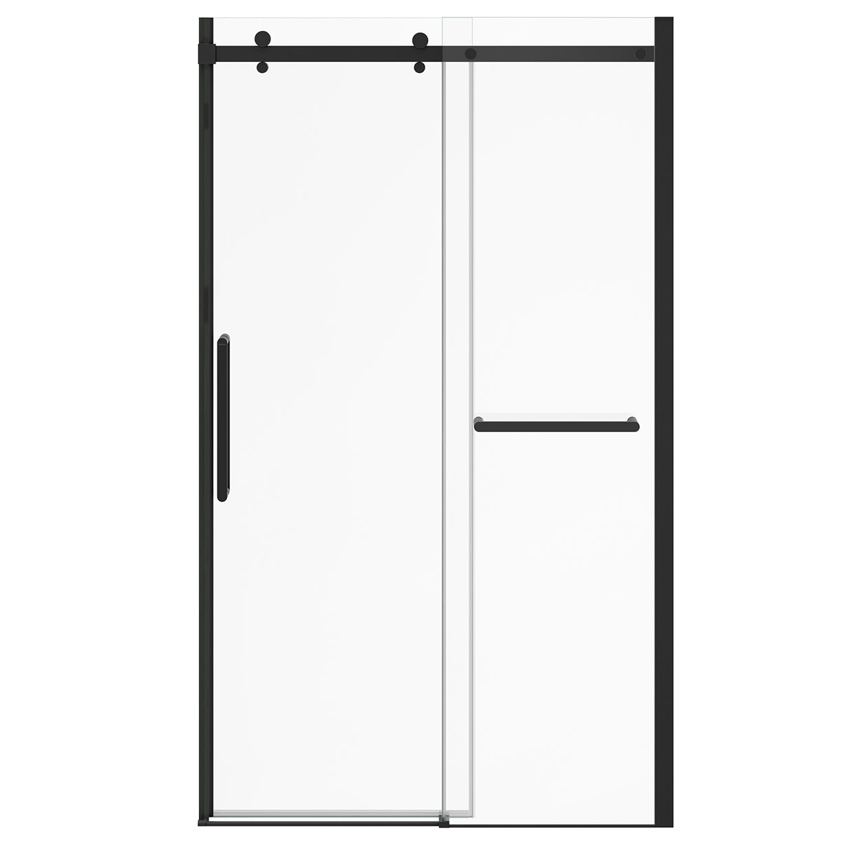 Maax Halo Pro 44 ½-47 x 78 ¾ in. 8 mm Sliding Shower Door with Towel Bar for Alcove Installation with Clear glass in Matte Black