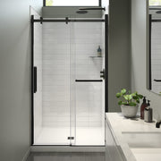 Maax Halo Pro 44 ½-47 x 78 ¾ in. 8 mm Sliding Shower Door with Towel Bar for Alcove Installation with Clear glass in Matte Black