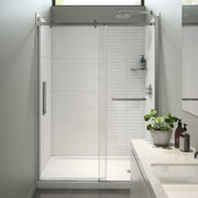 Maax Halo Pro 56 ½-59 x 78 ¾ in. 8 mm Sliding Shower Door with Towel Bar for Alcove Installation with Clear glass
