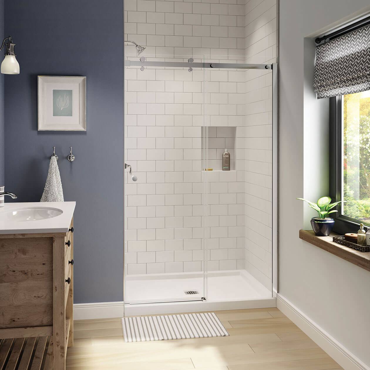 Maax Luminescence 44 ½-47 x 70 ½-72 in. 6 mm Sliding Shower Door for Alcove Installation with Clear glass in Chrome