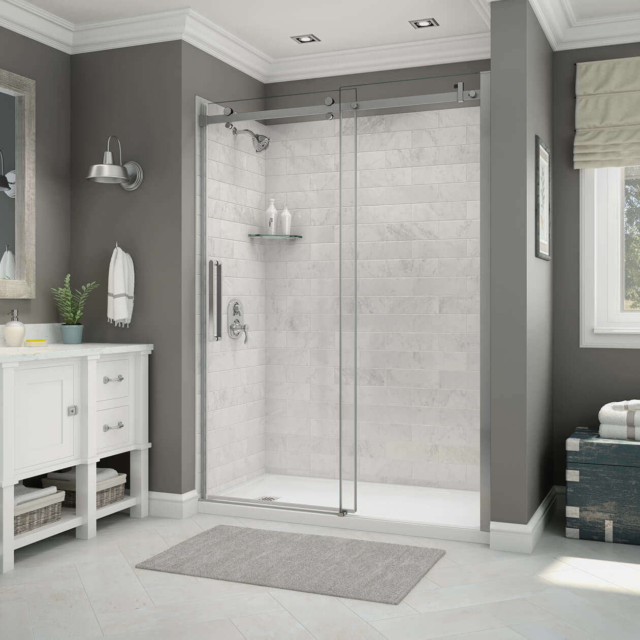 Maax Halo 56 ½-59 x 78 ¾ in. 8mm Sliding Shower Door for Alcove Installation with Clear glass