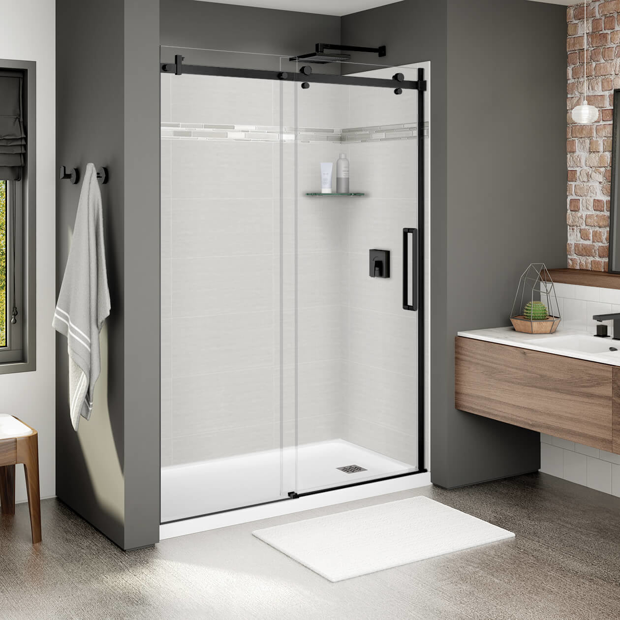 Maax Halo 56 ½-59 x 78 ¾ in. 8mm Sliding Shower Door for Alcove Installation with Clear glass