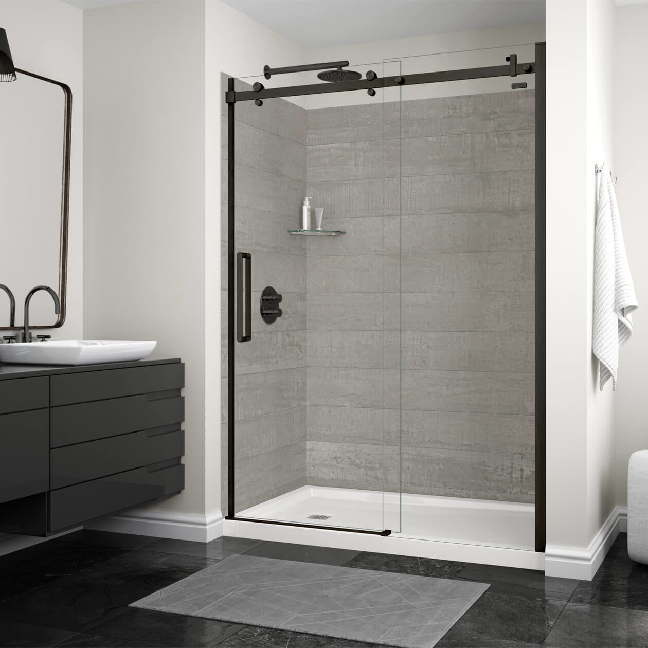 Maax Halo 56 ½-59 x 78 ¾ in. 8mm Sliding Shower Door for Alcove Installation with Clear glass