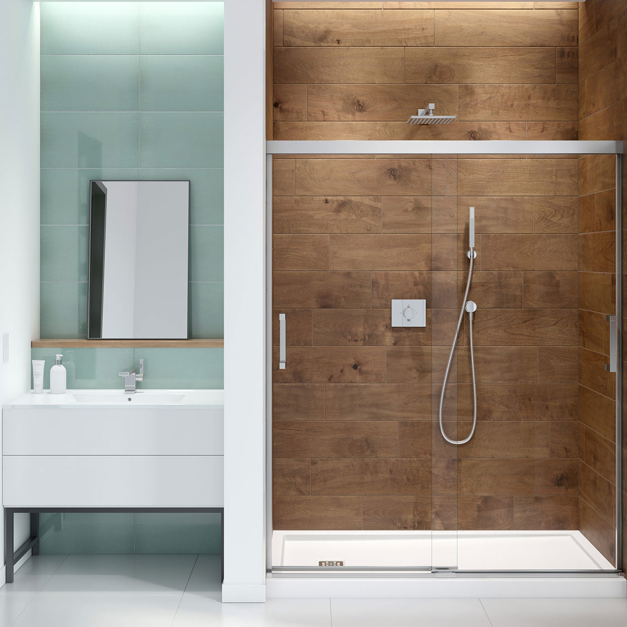 Maax Incognito 70 56-59 x 70 1/2 in. 6mm Bypass Shower Door for Alcove Installation with Clear glass