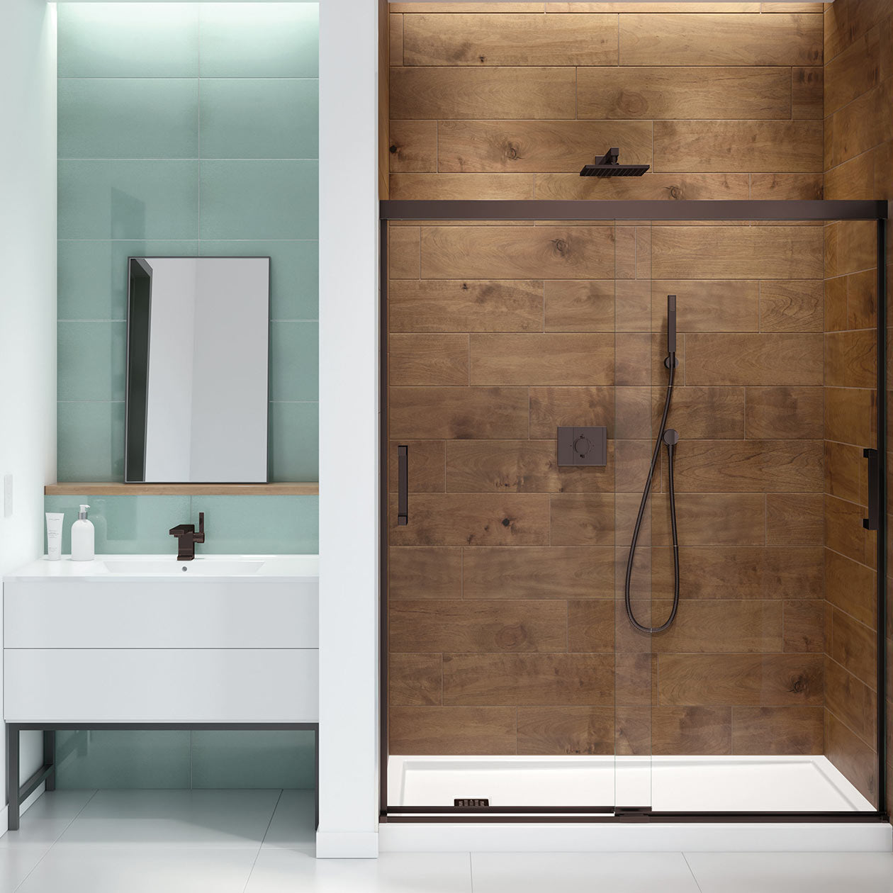 Maax Incognito 70 56-59 x 70 1/2 in. 6mm Bypass Shower Door for Alcove Installation with Clear glass