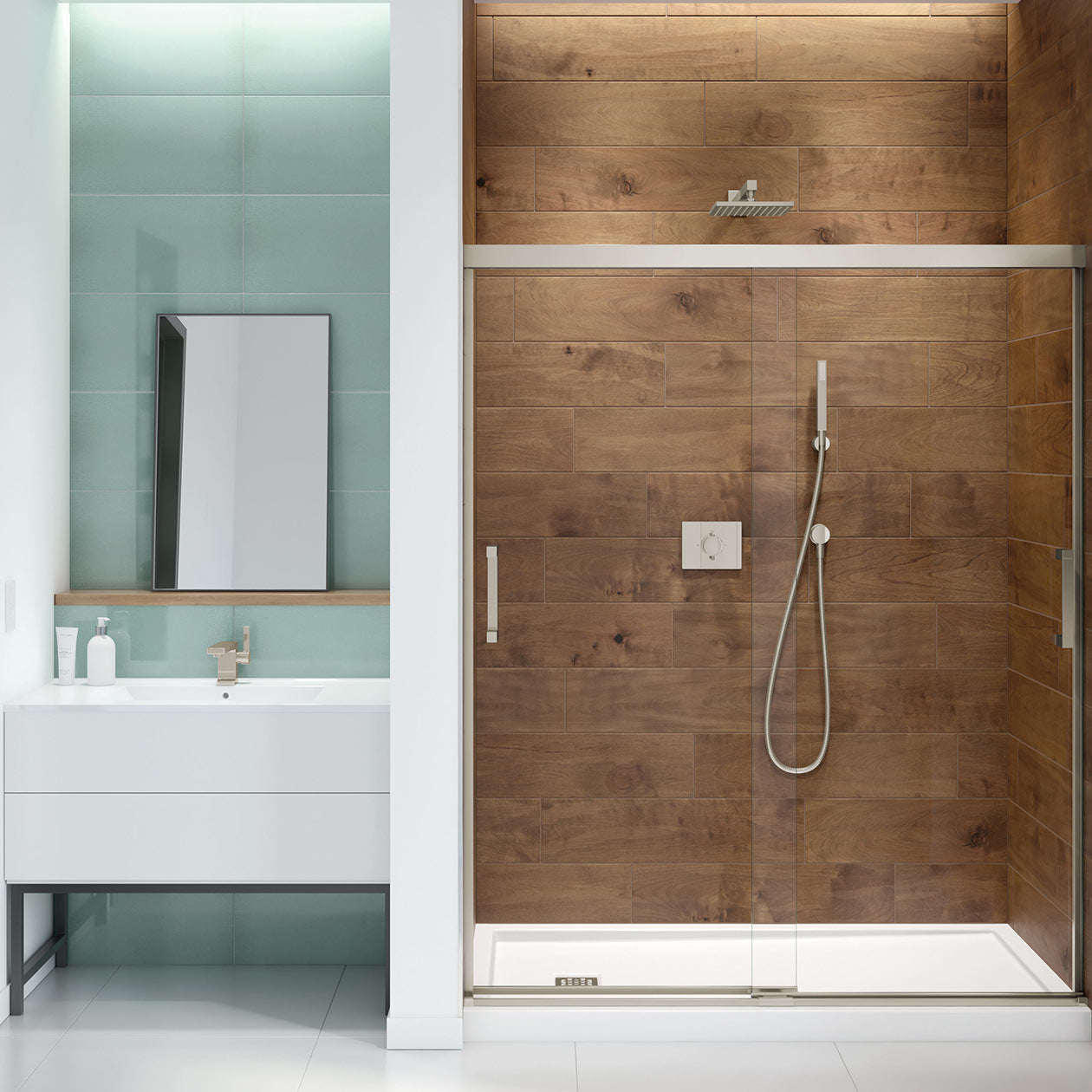 Maax Incognito 70 56-59 x 70 1/2 in. 6mm Bypass Shower Door for Alcove Installation with Clear glass