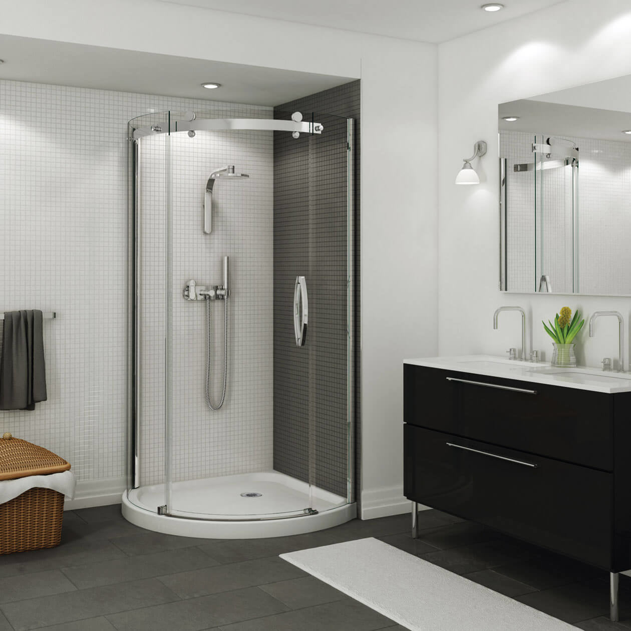 Maax Halo Round 36 x 36 x 76 in Sliding Shower Door for Corner Installation with Clear glass in Chrome