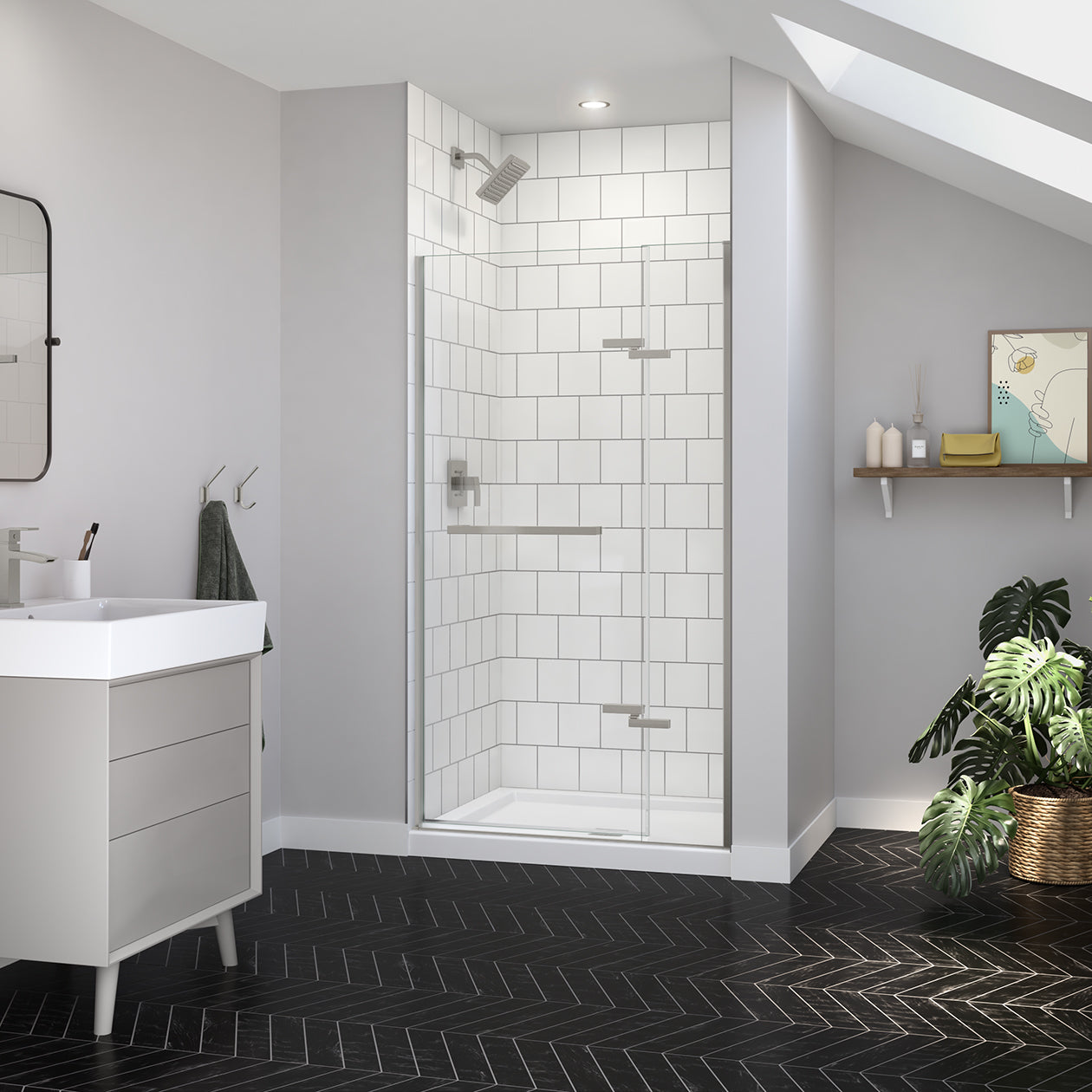 Maax Reveal Sleek 71 38-41 x 71 1/2 in. 8mm Pivot Shower Door for Alcove Installation with Clear glass