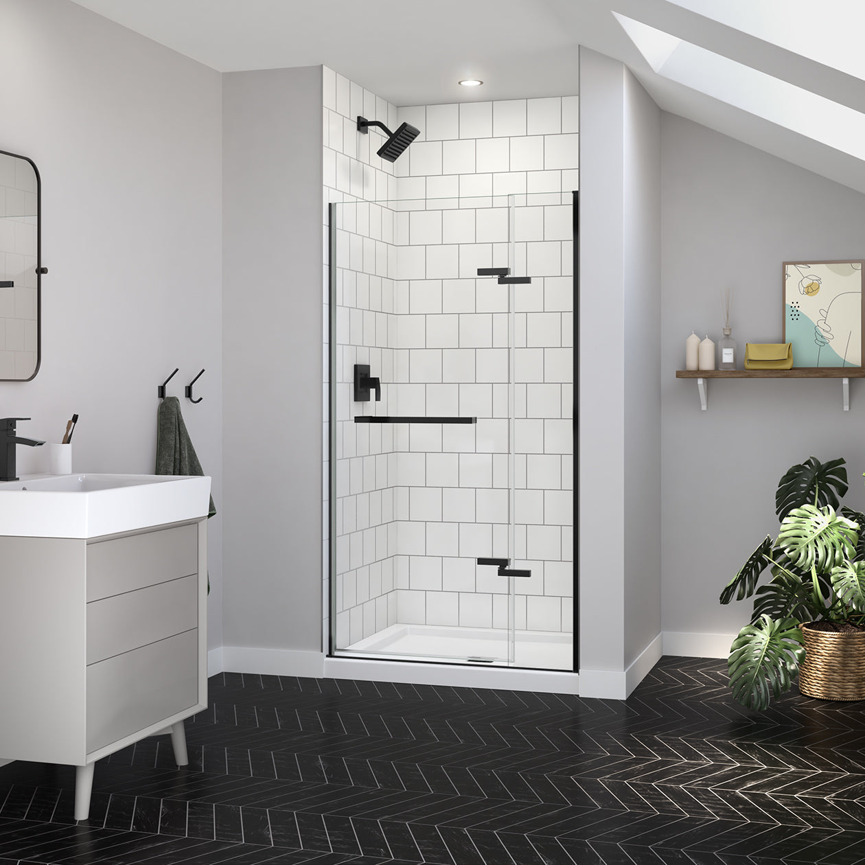 Maax Reveal Sleek 71 38-41 x 71 1/2 in. 8mm Pivot Shower Door for Alcove Installation with Clear glass