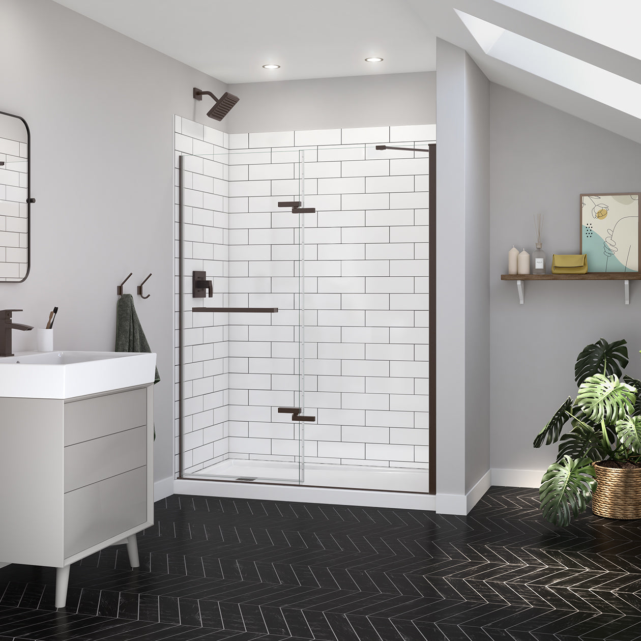 Maax Reveal Sleek 71 56-59 x 71 1/2 in. 8mm Pivot Shower Door for Alcove Installation with Clear glass