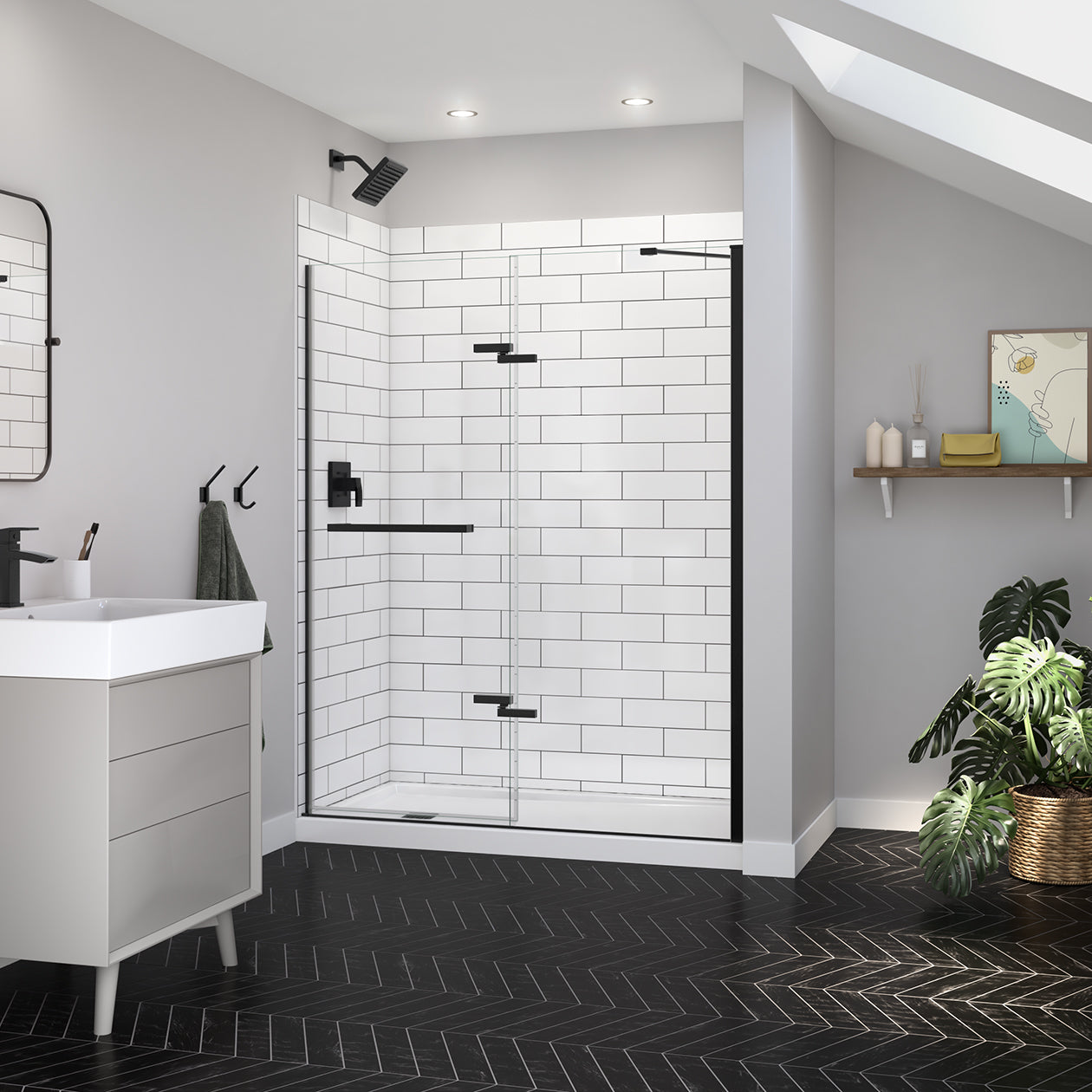 Maax Reveal Sleek 71 56-59 x 71 1/2 in. 8mm Pivot Shower Door for Alcove Installation with Clear glass