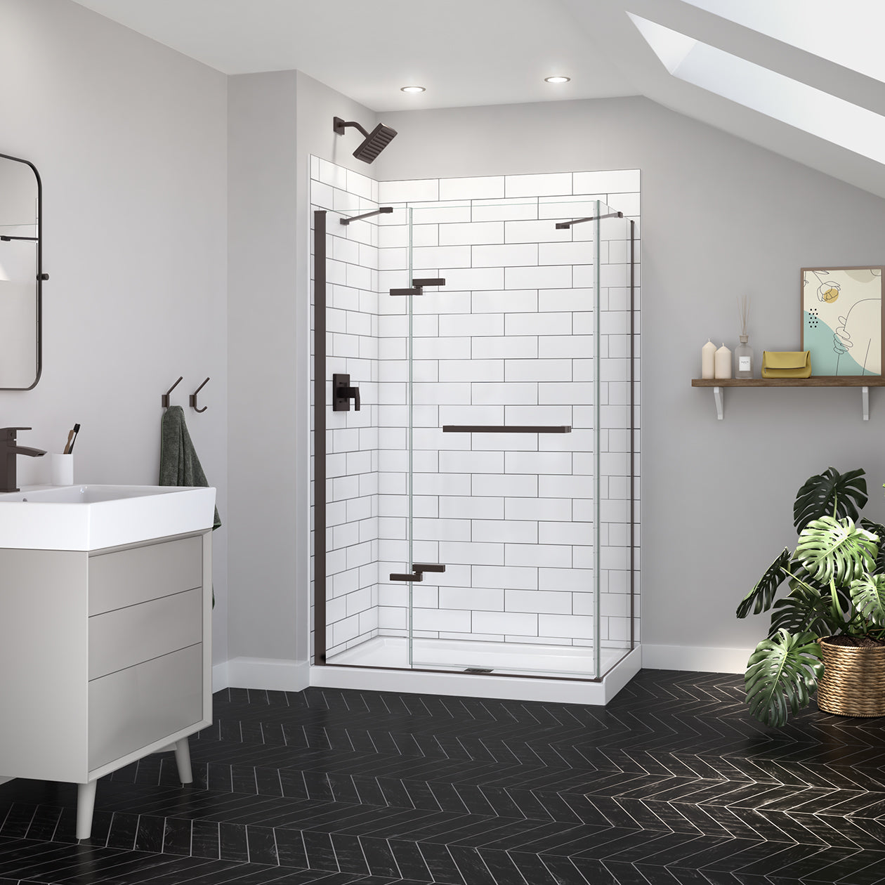 Maax Reveal Sleek 71 Return Panel for 32 in. Base with Clear glass