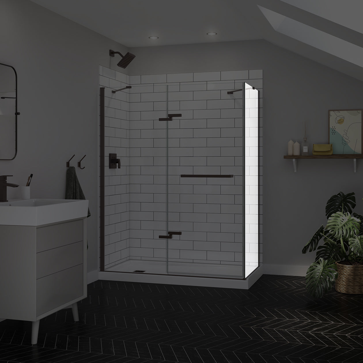 Maax Reveal Sleek 71 Return Panel for 32 in. Base with Clear glass
