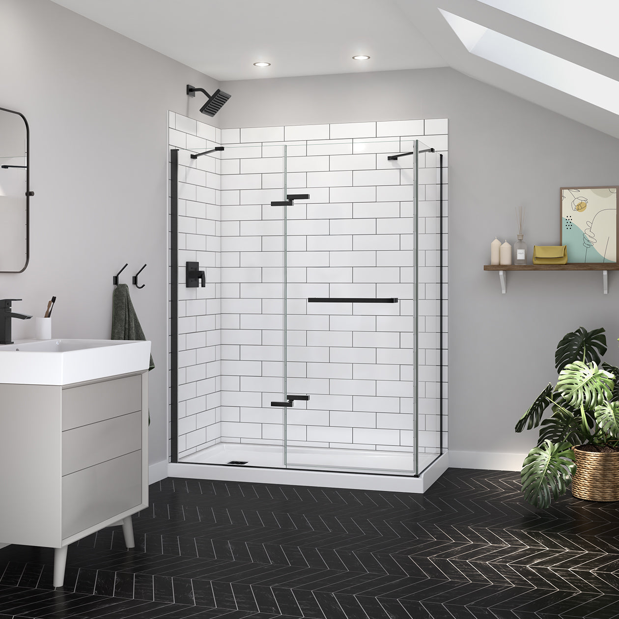 Maax Reveal Sleek 71 Return Panel for 32 in. Base with Clear glass