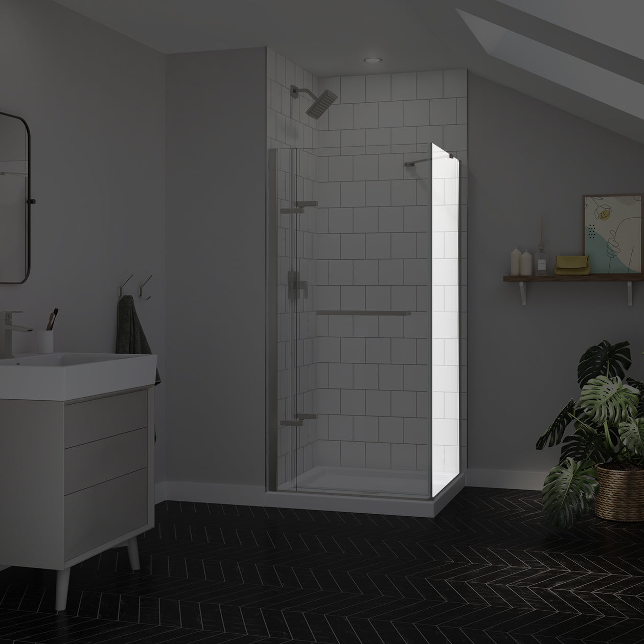 Maax Reveal Sleek 71 Return Panel for 36 in. Base with Clear glass