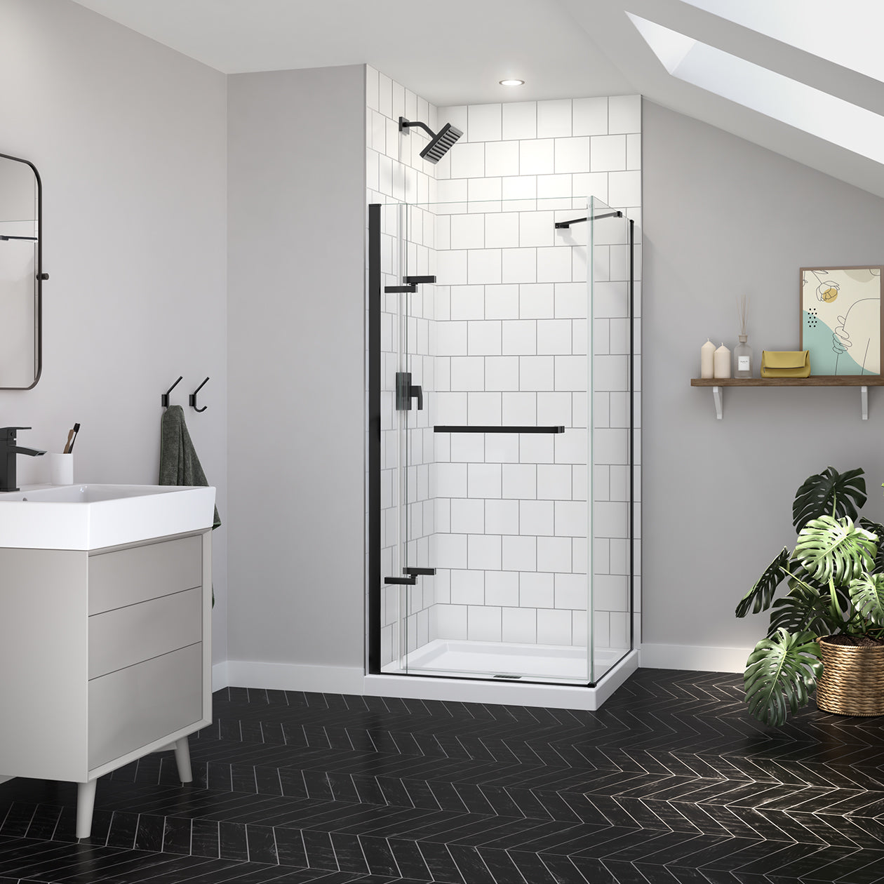 Maax Reveal Sleek 71 Return Panel for 36 in. Base with Clear glass