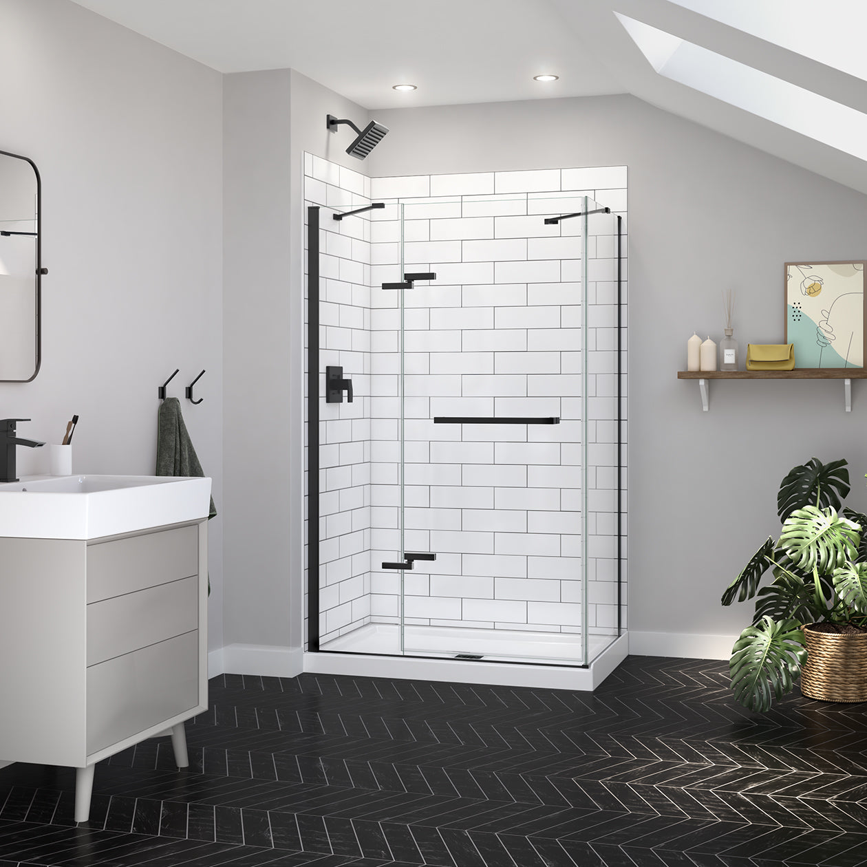 Maax Reveal Sleek 71 Return Panel for 36 in. Base with Clear glass
