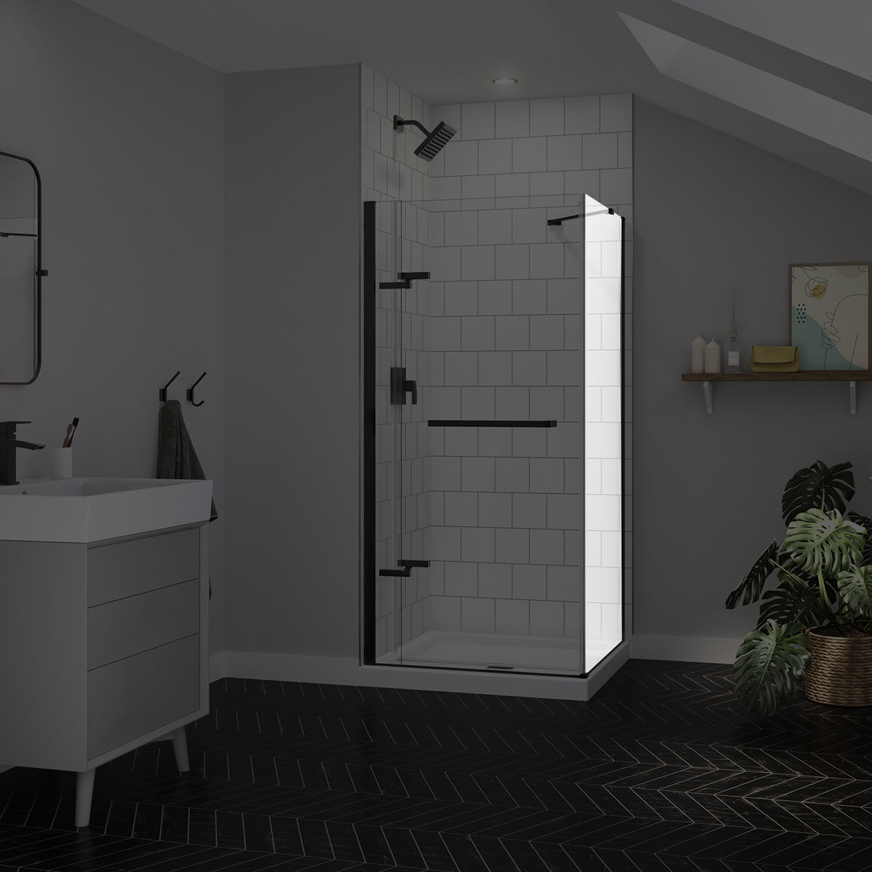 Maax Reveal Sleek 71 Return Panel for 36 in. Base with Clear glass