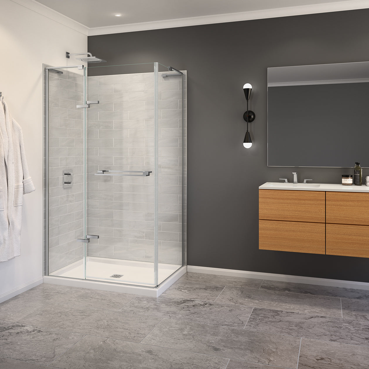 Maax Capella 78 44-47 x 78 in. 8 mm Pivot Shower Door for Alcove Installation with GlassShield® glass