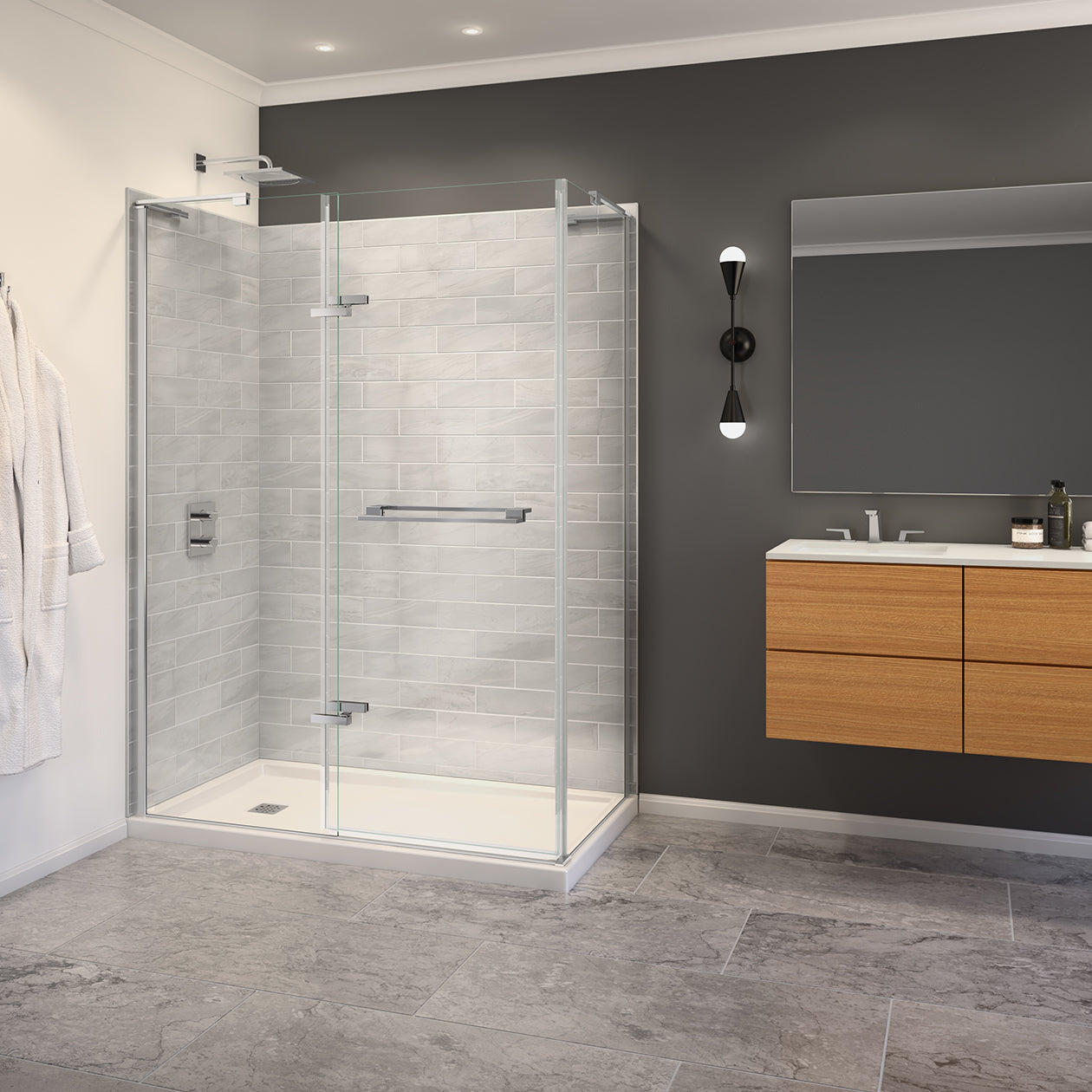 Maax Capella 78 56-59 x 78 in. 8 mm Pivot Shower Door for Alcove Installation with GlassShield® glass