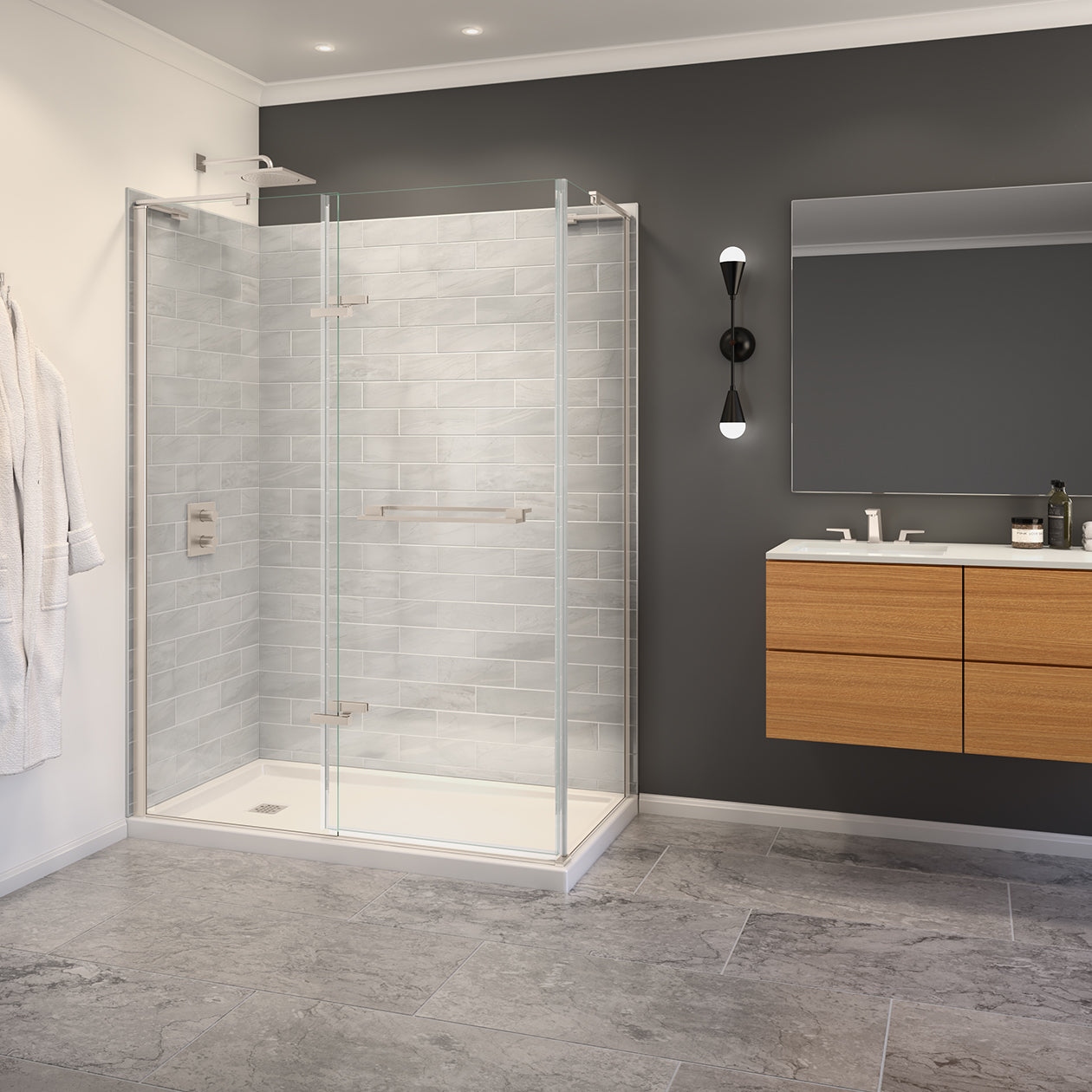 Maax Capella 78 56-59 x 78 in. 8 mm Pivot Shower Door for Alcove Installation with GlassShield® glass