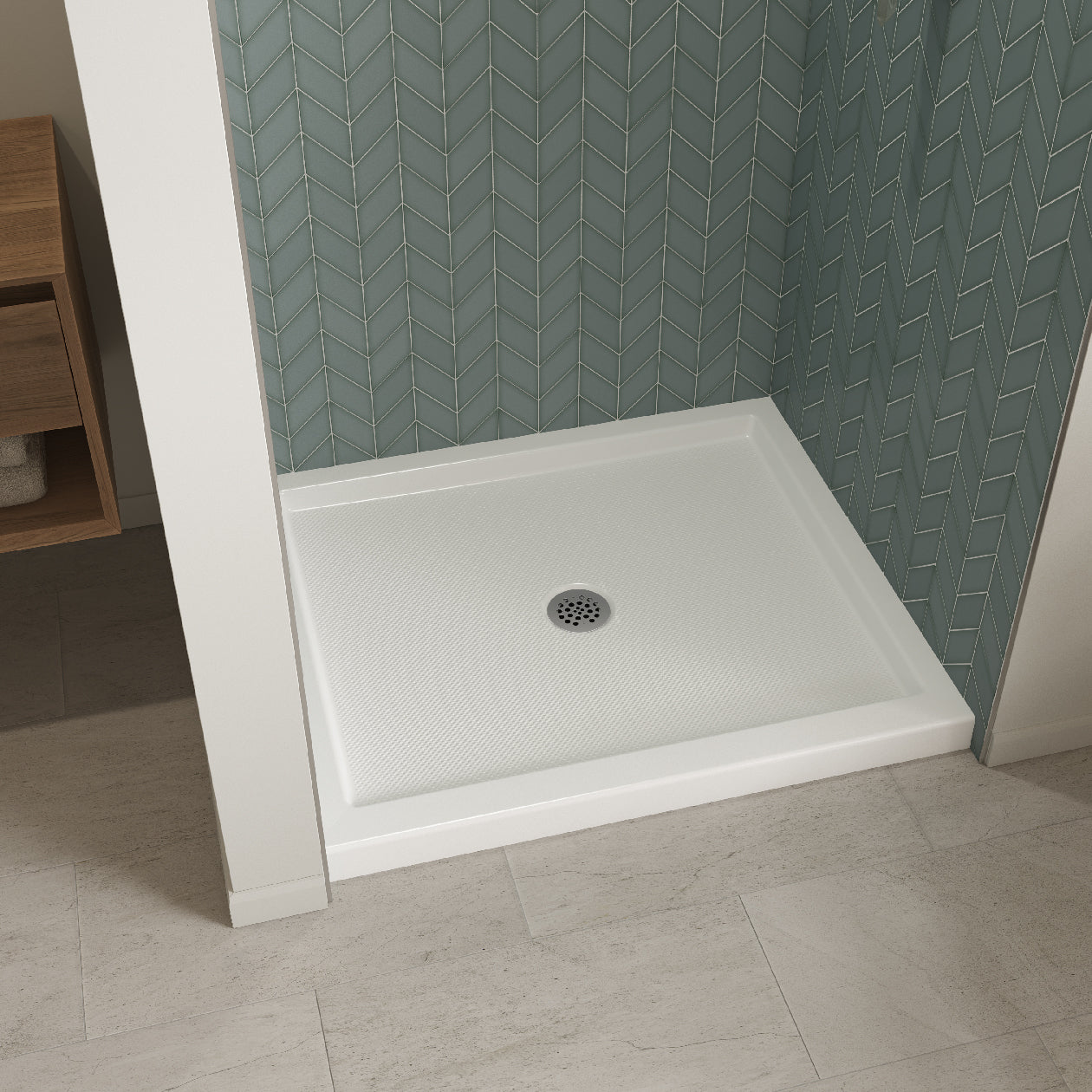Maax B3Round 4834 Acrylic Shower Base with Center Drain