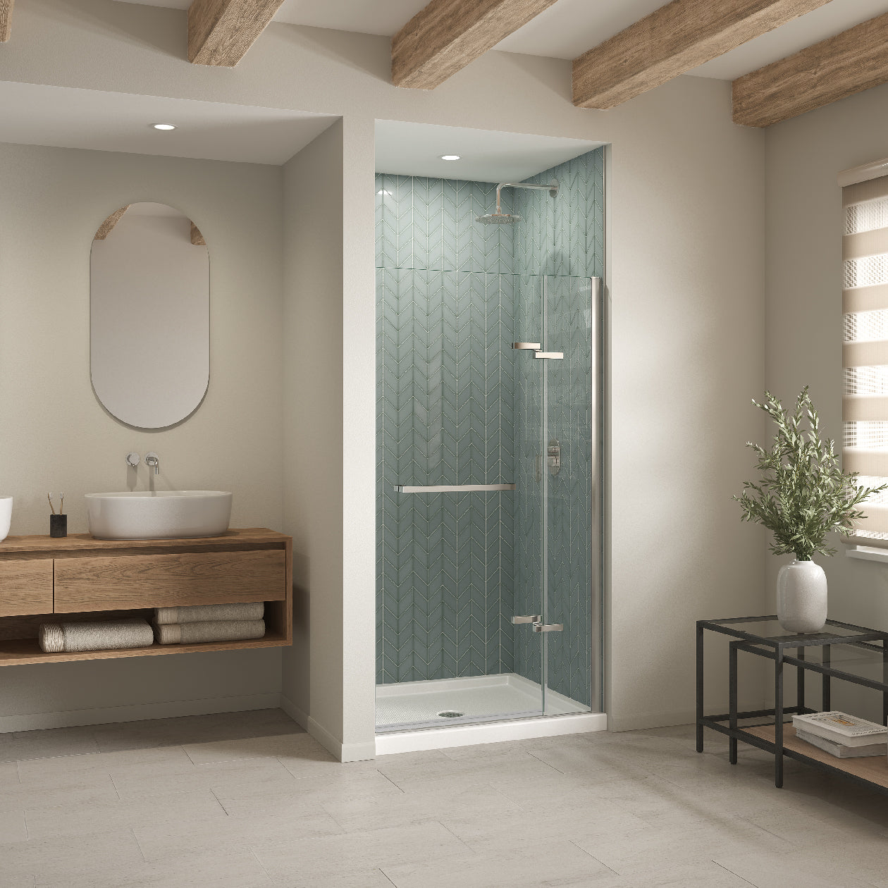 Maax B3Round 4834 Acrylic Shower Base with Center Drain