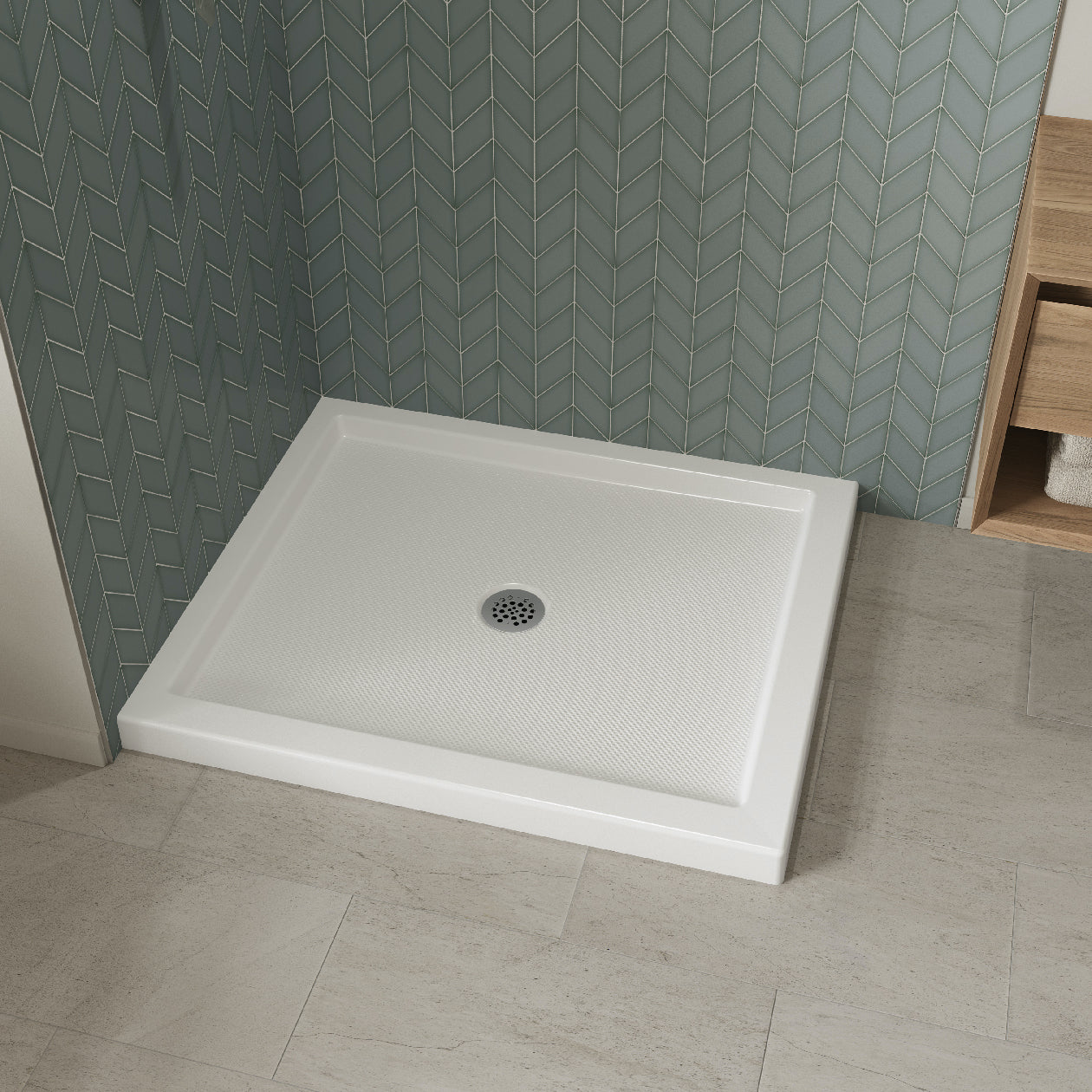 Maax B3Round 4834 Acrylic Shower Base with Center Drain