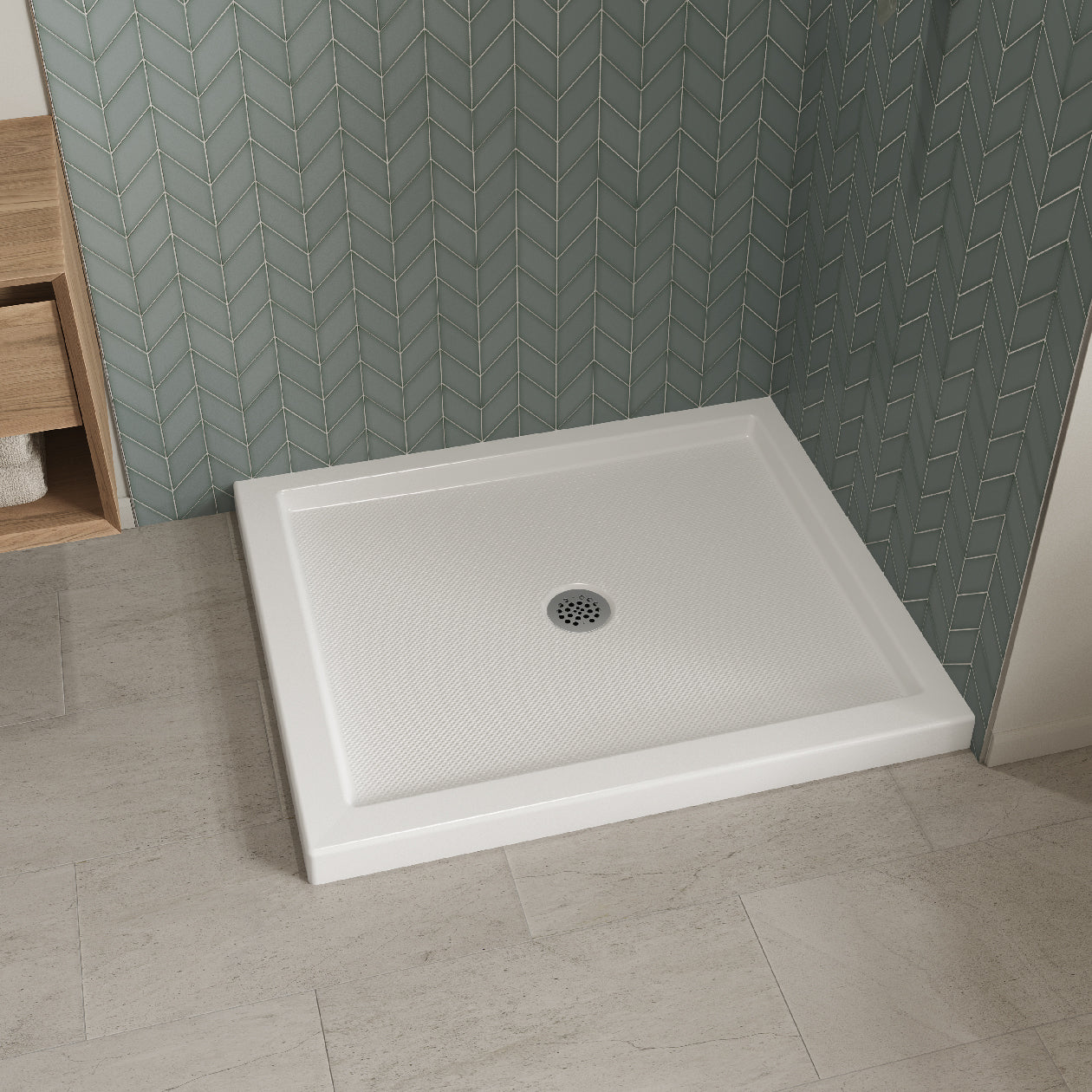 Maax B3Round 4834 Acrylic Shower Base with Center Drain