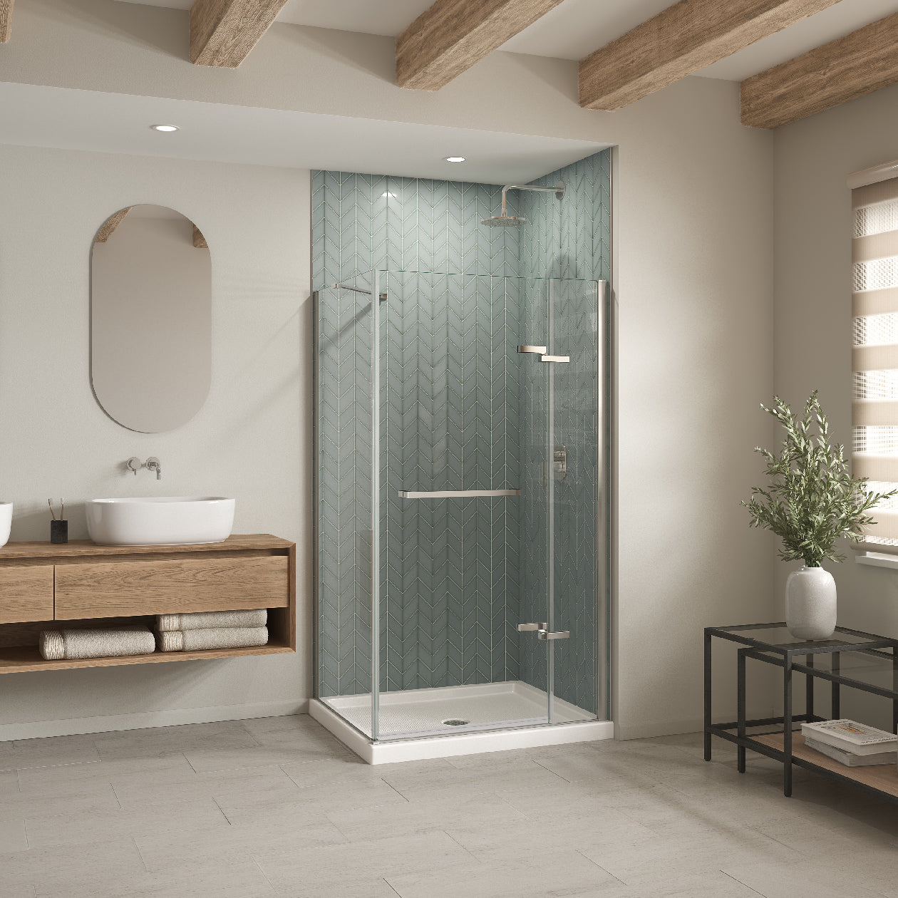 Maax B3Round 4834 Acrylic Shower Base with Center Drain