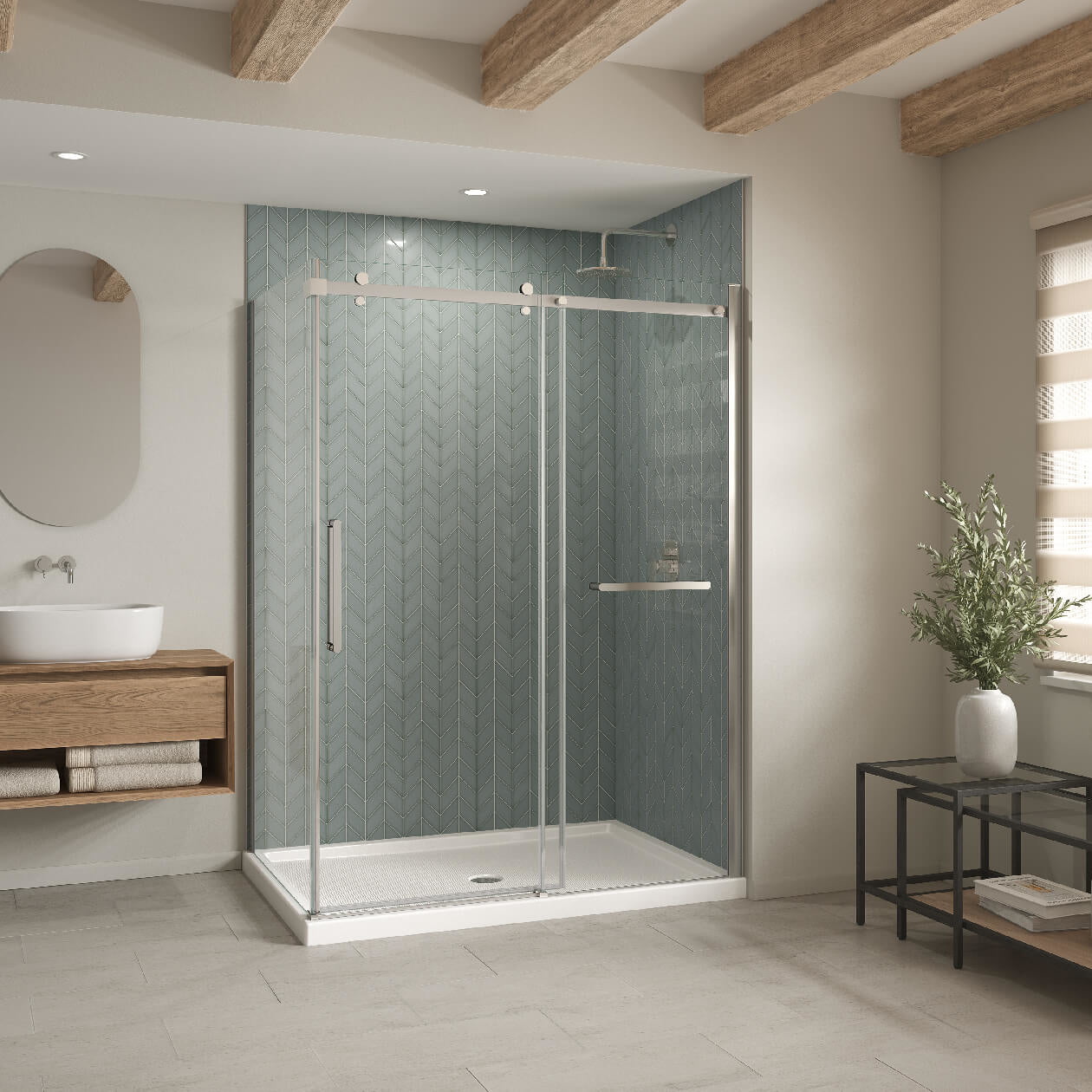 Maax B3Round 6042 Acrylic Shower Base with Center Drain