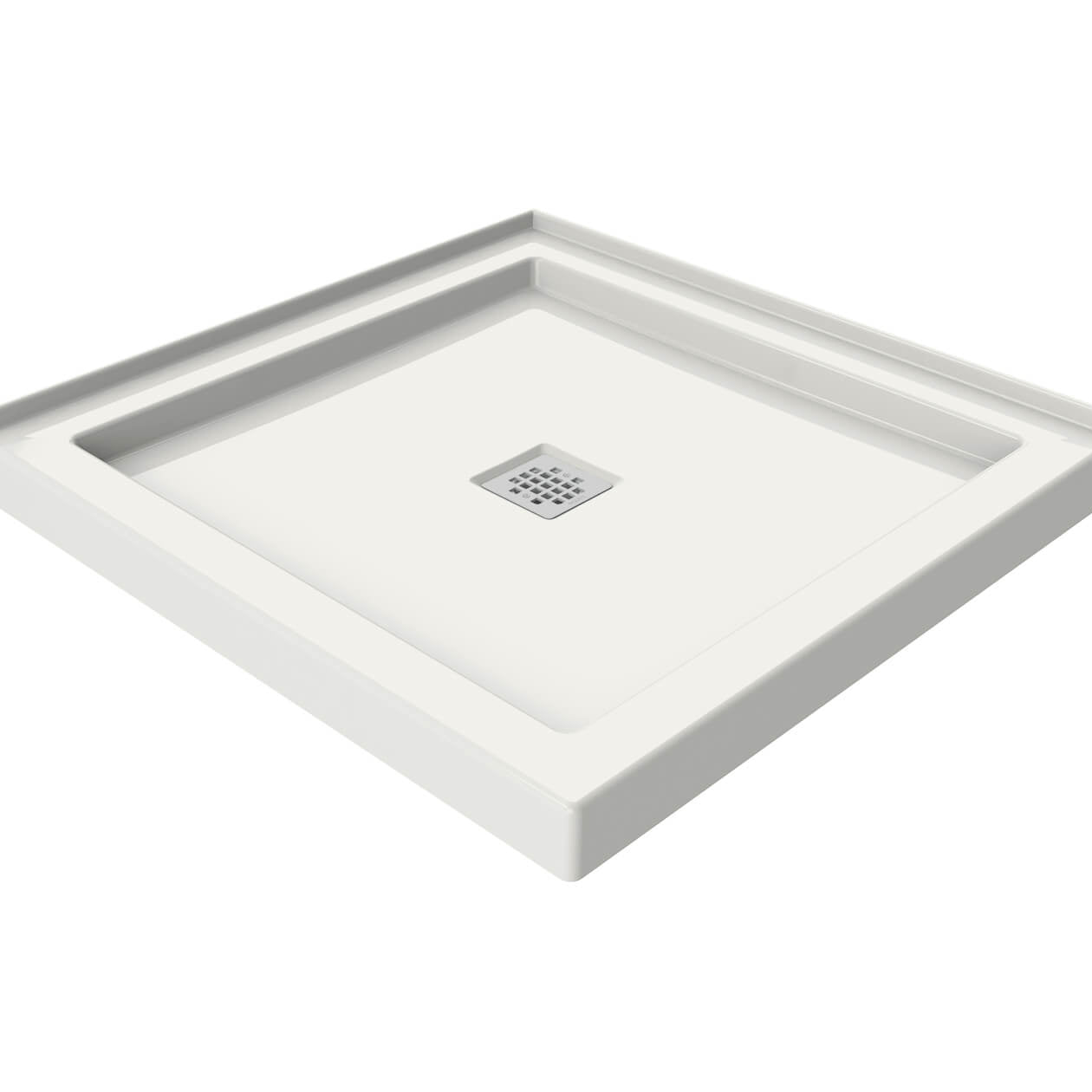 Maax B3Square 3636 Acrylic Shower Base in White with Center Drain