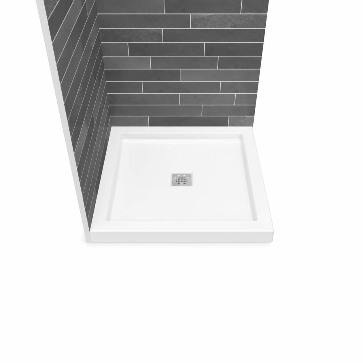Maax B3Square 3636 Acrylic Shower Base in White with Center Drain