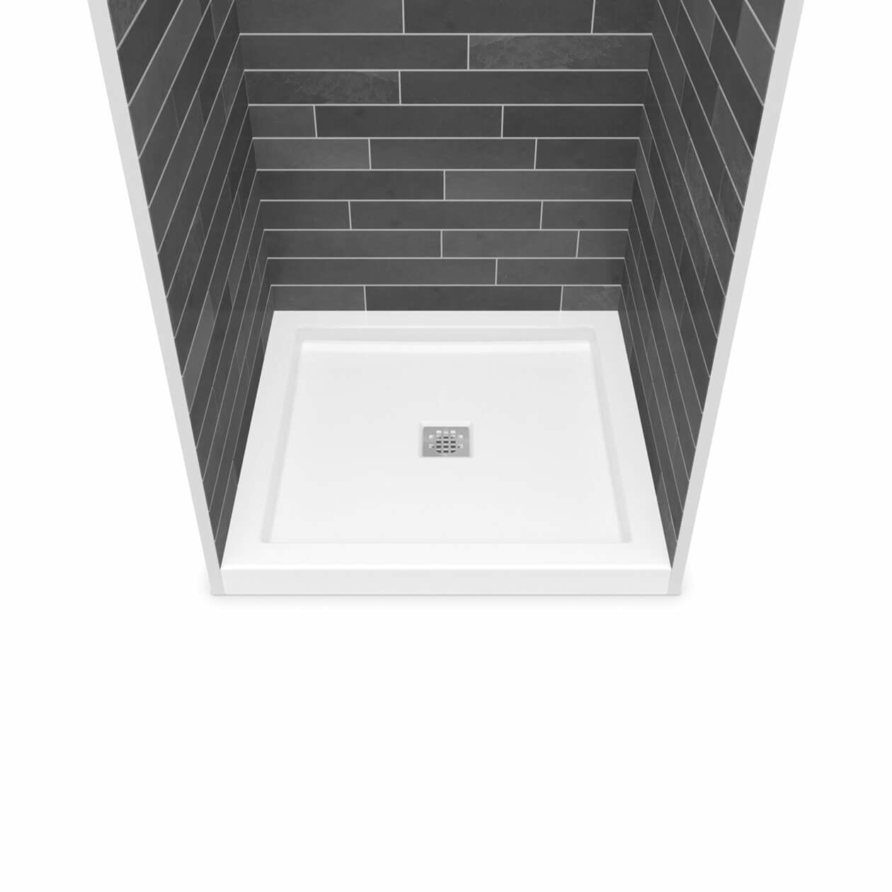 Maax B3Square 3636 Acrylic Shower Base in White with Center Drain