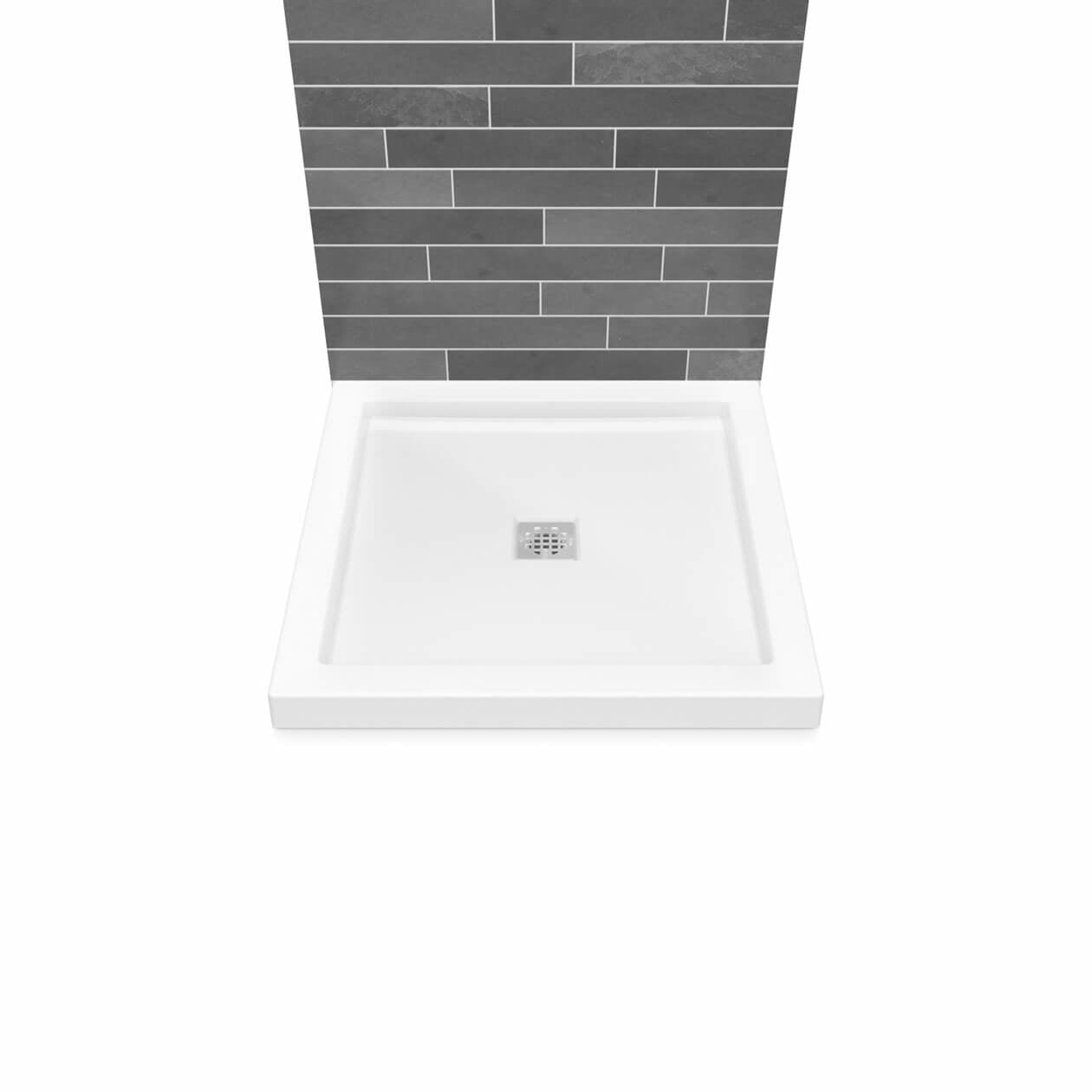 Maax B3Square 3636 Acrylic Shower Base in White with Center Drain