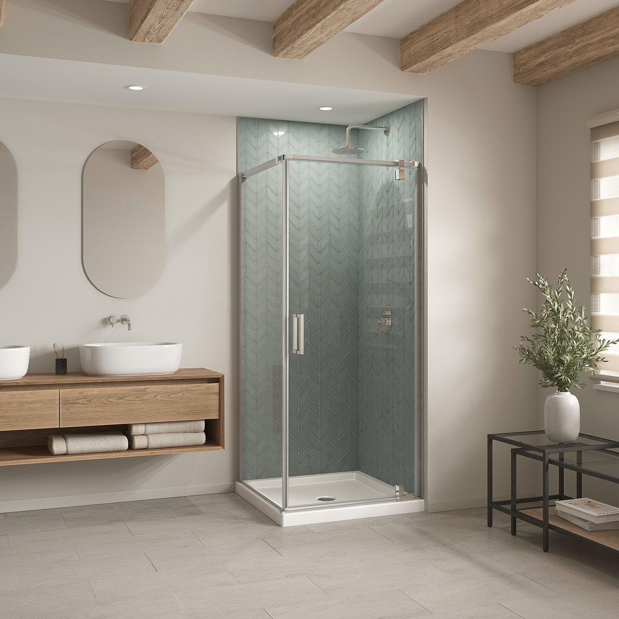 Maax B3Square 3636 Acrylic Shower Base in White with Center Drain