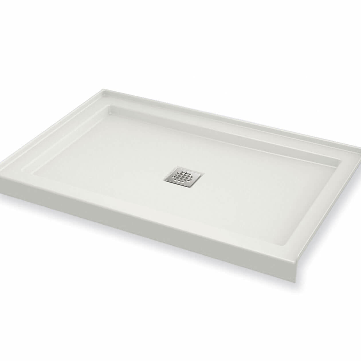 Maax B3Square 4836 Acrylic Shower Base in White with Center Drain