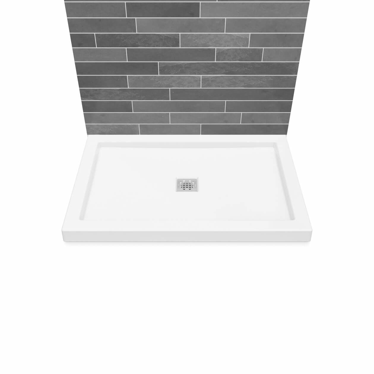 Maax B3Square 4836 Acrylic Shower Base in White with Center Drain